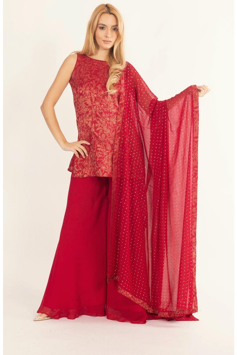 Rosavelle Jacquard Salwar Kameez, Main, color, Red