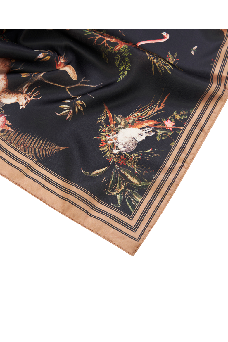 Wonderland Toile Square Scarf, Alternate, color, Black