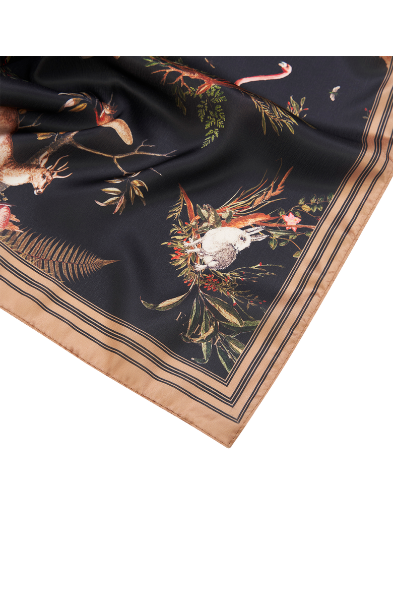 Fable England Wonderland Toile Square Scarf, Alternate, color, Black