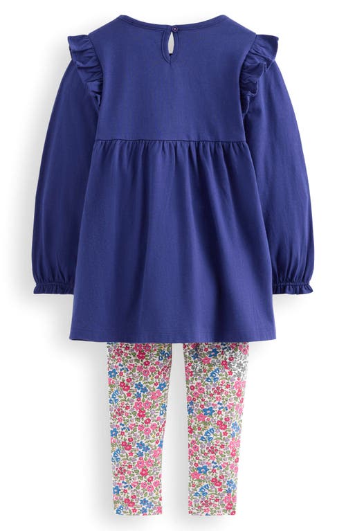 Mini Boden Kids' Embroidered Tunic & Leggings Set In Blue