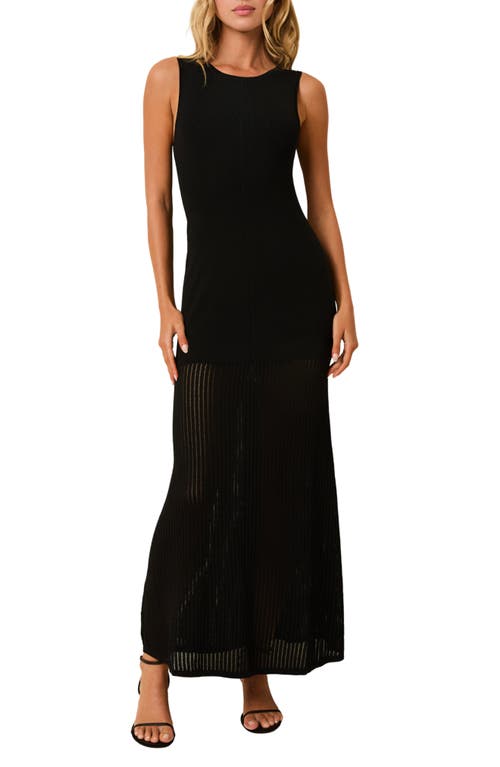 Solid & Striped Lucerne Sleeveless Mixed Media Maxi Dress in Noir at Nordstrom, Size Medium