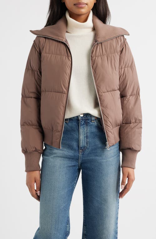 Bernardo Knit Collar Crop Puffer Jacket