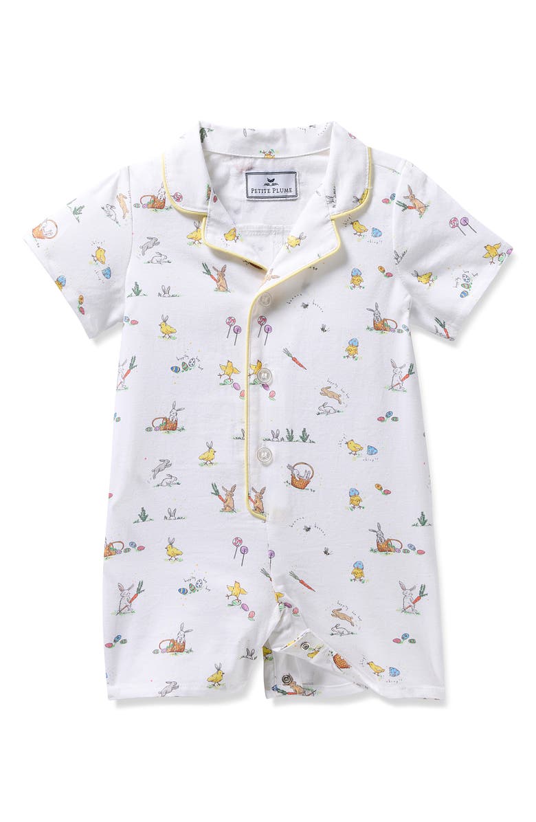 Petite Plume Easter Fitted Twill One-Piece Pajamas, Main, color, 