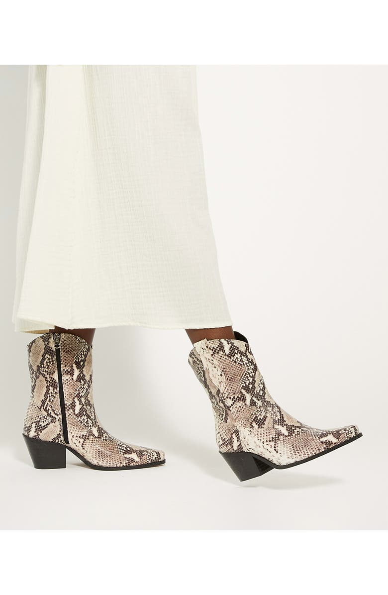 Dune London Pardner Snakeskin Embossed Western Boot, Alternate, color,