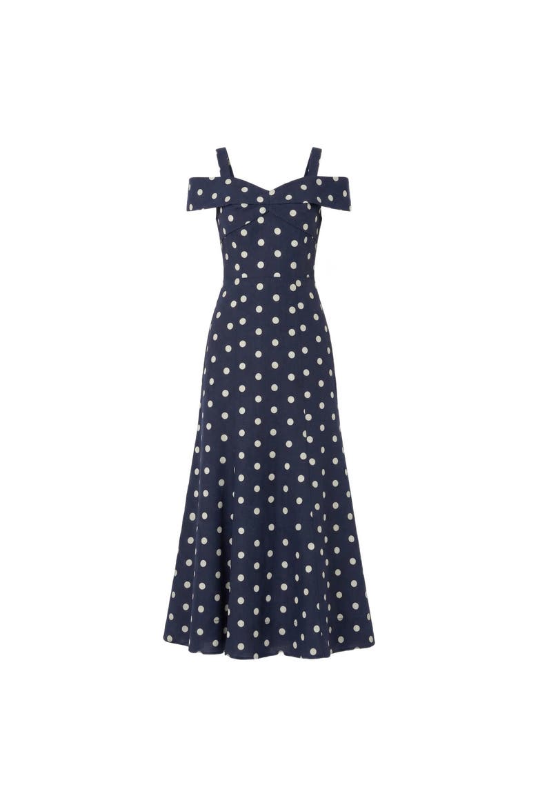 Ivana Dress, Alternate, color, NAVY POLKA DOT