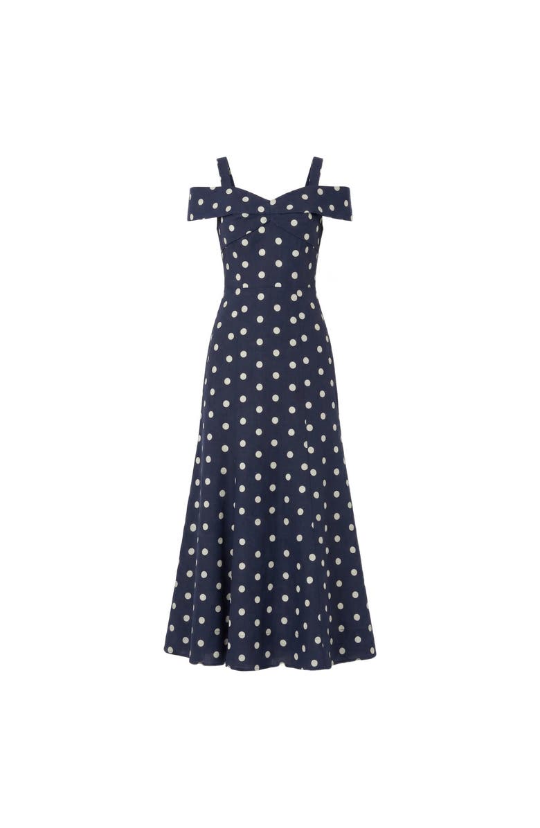 NICHOLAS Ivana Dress, Alternate, color, Navy Polka Dot