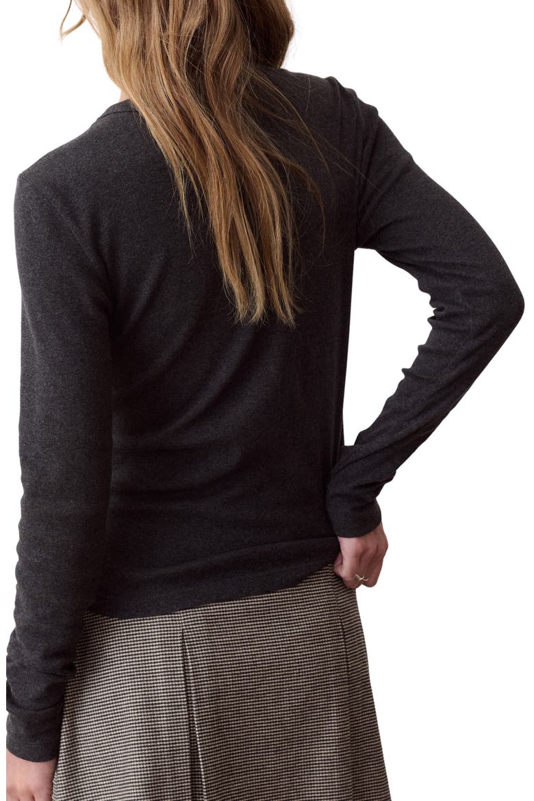 Mini Rib Long Sleeve Crewneck Tee, Alternate, color, CHARCOAL