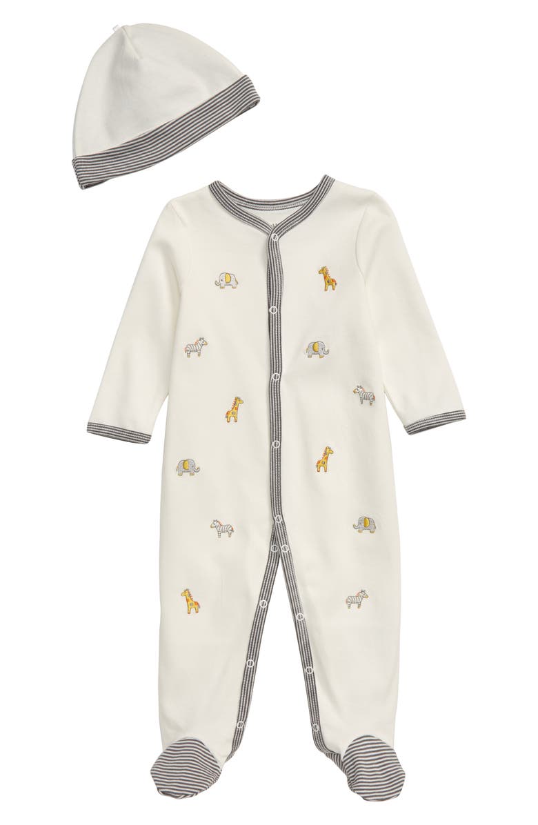Little Me Safari Footie & Hat Set, Main, color, 