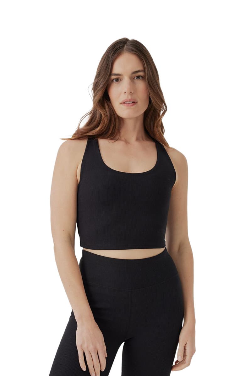 Pact On the Go-To Rib Crop Tank Made with Organic Cotton, Main, color, Black