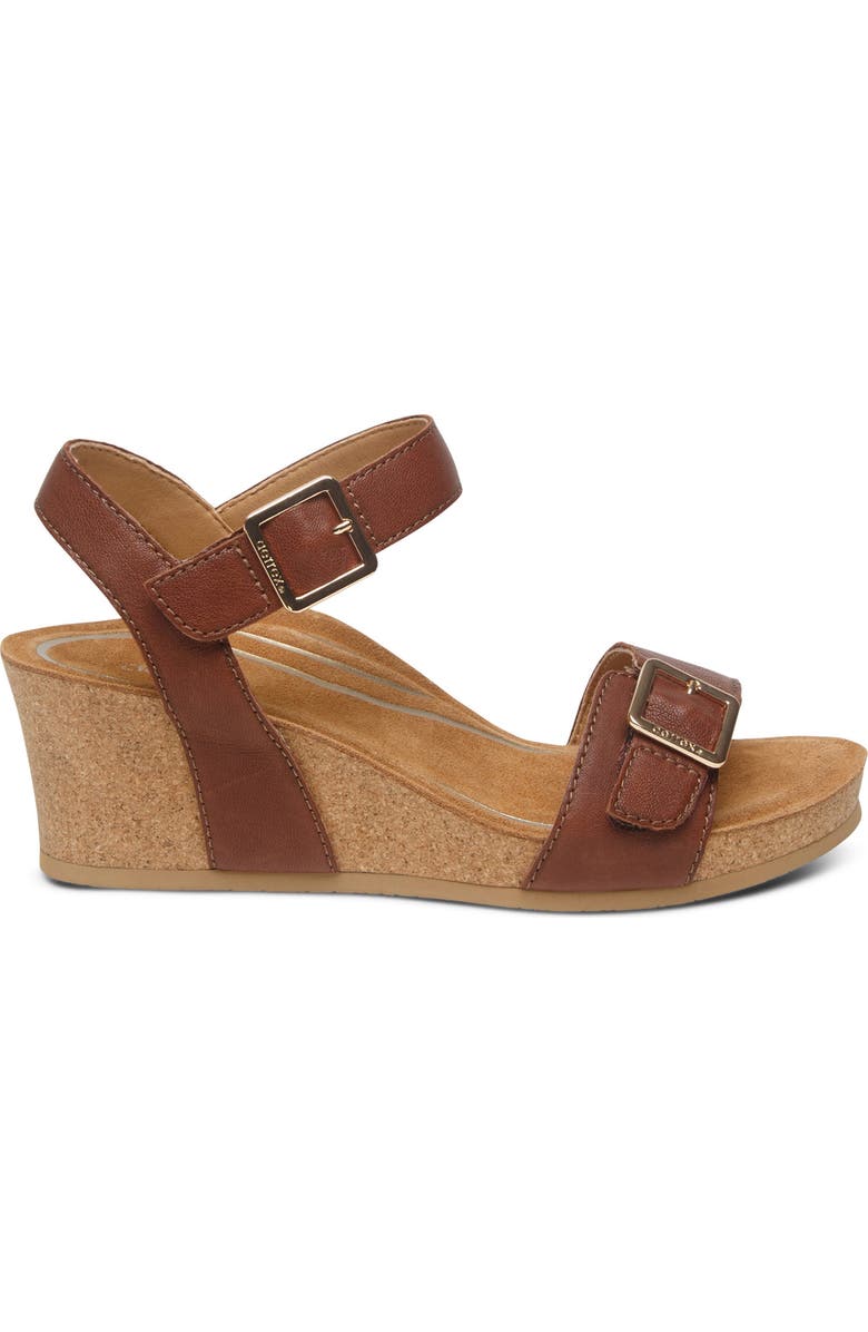 Aetrex Lexa Wedge Sandal, Alternate, color, Walnut