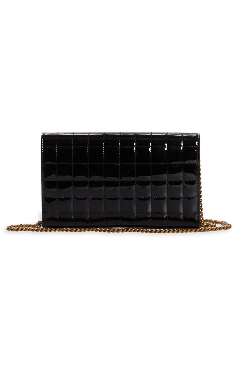 Saint Laurent Cassandre Quilted Patent Leather Envelope Wallet On A Chain, Alternate, color,