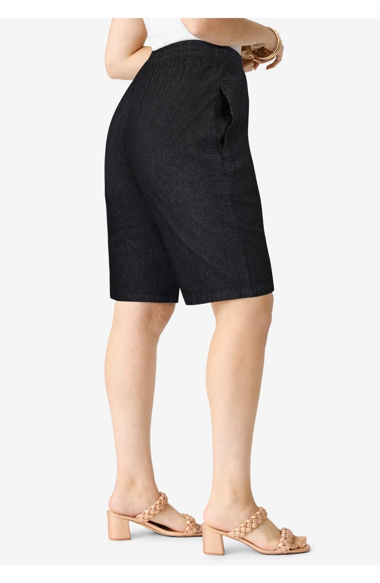 Roaman's Plus Size Easy-Wear Bermuda Short, Alternate, color, Black Denim