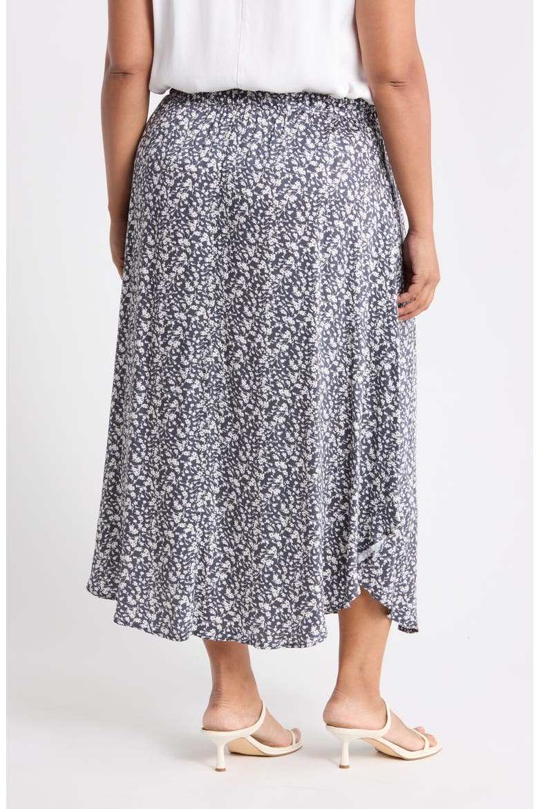 Floral Handkerchief Hem Midi Skirt, Alternate, color, GRAPHITE