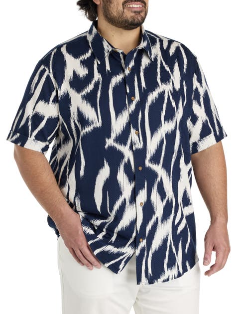 Big & Tall Textured Abstract Sport Shirt