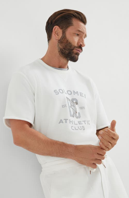 Brunello Cucinelli Smooth Cotton French Terry Sweatshirt In White