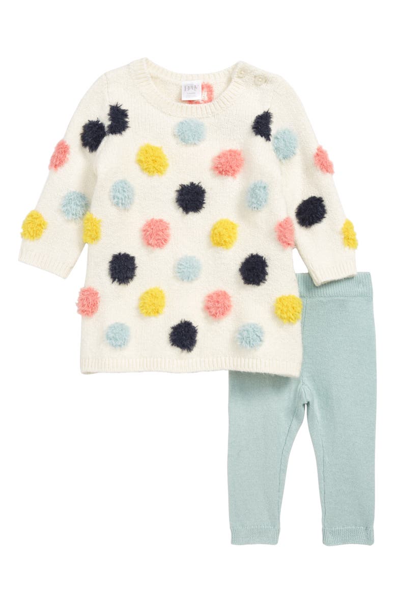 Nordstrom Baby Dotted Sweater Dress & Leggings Set, Main, color, 