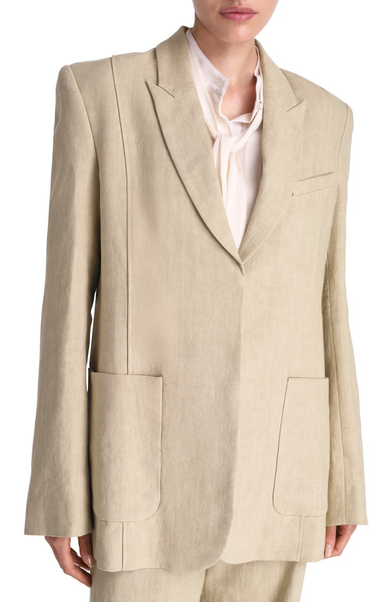 TWP Morgans Oversize Linen Blazer, Main, color, Safari