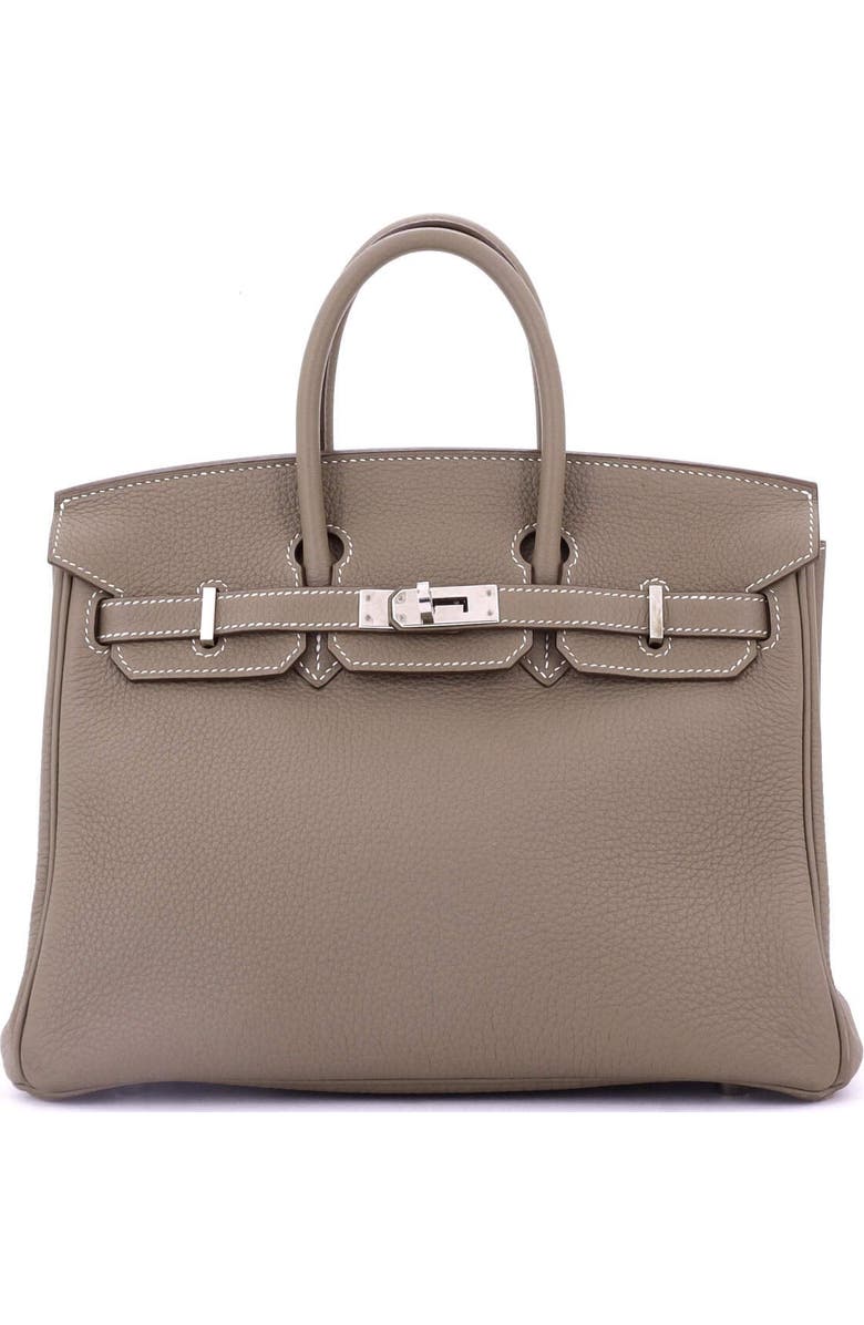 Pre-Owned Hermes Birkin Handbag Grey Togo with Palladium Hardware 25, Main, color, Etoupe