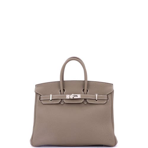 Pre-owned Hermes Hermes Birkin Handbag Grey Togo With Palladium Hardware 25 In Brown