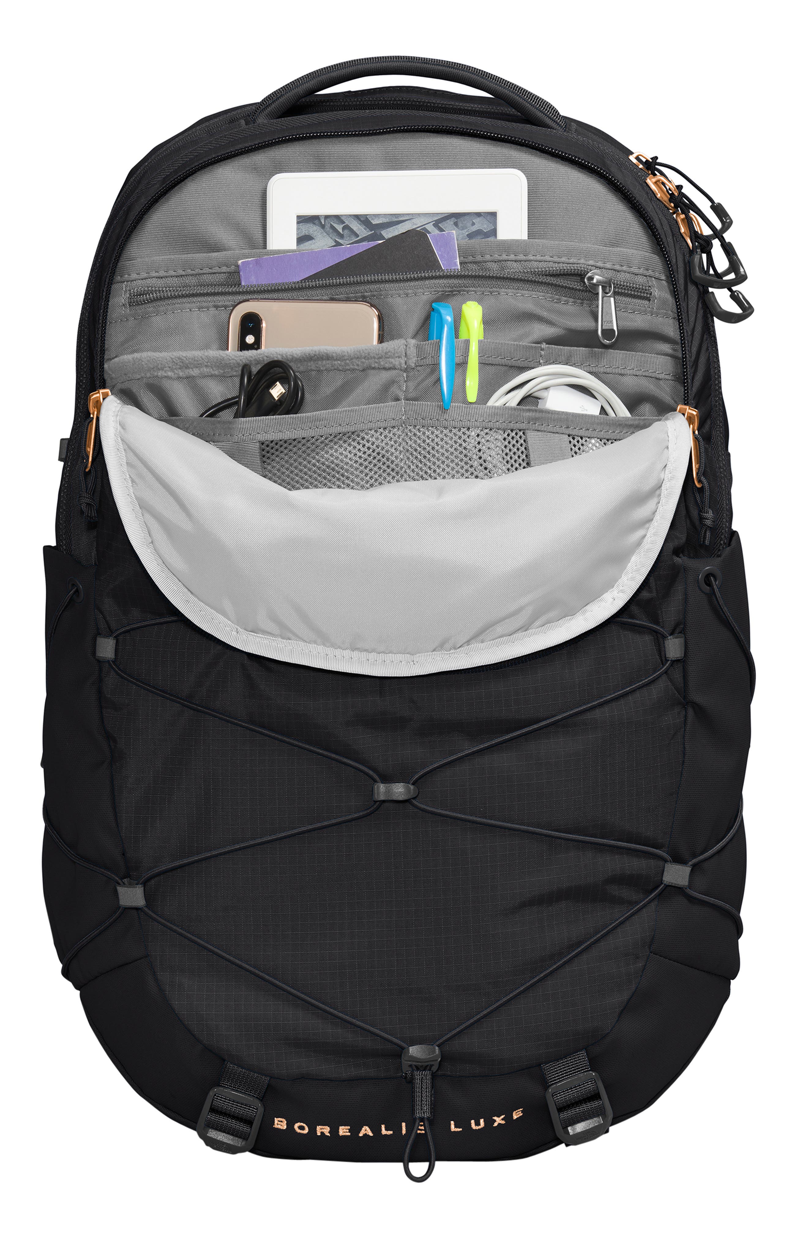 The North Face Borealis Water Repellent Luxe Backpack, Alternate, color, Tnf Black-Burnt Cora
