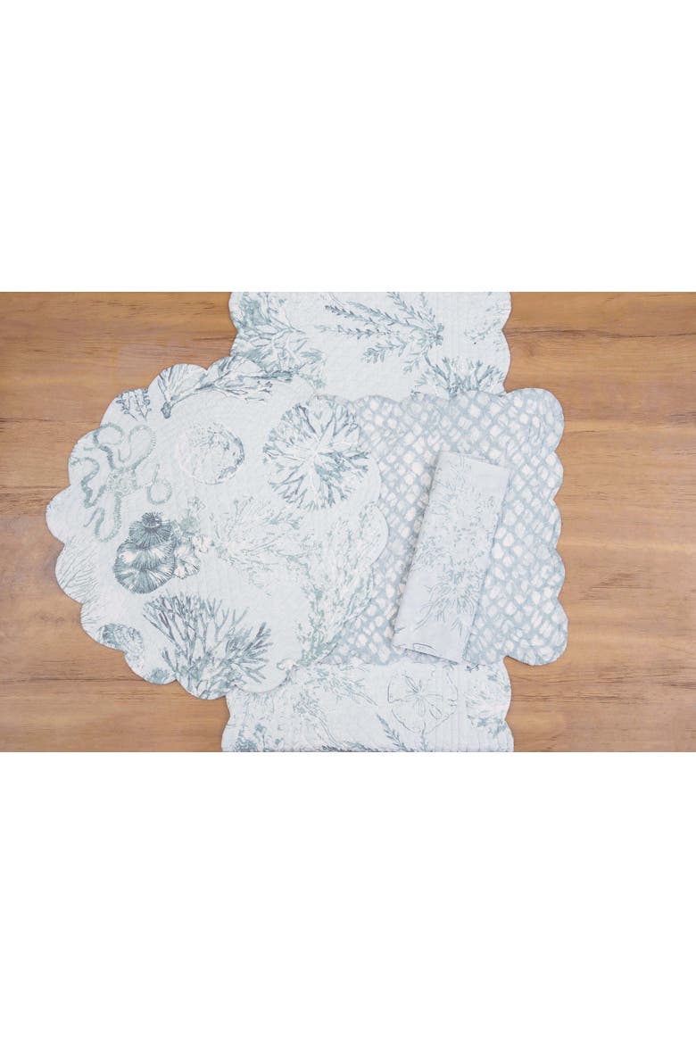 Cerulean Breeze Reversible Round Set of 6 Placemats 17", Alternate, color, Blue
