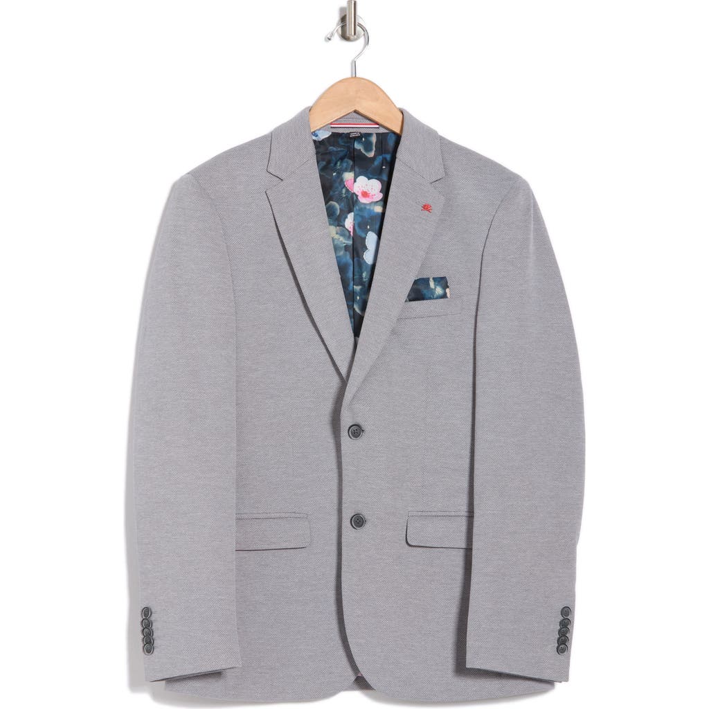 Soul Of London Textured Notch Lapel Double Button Blazer In Light Grey/gris Pale