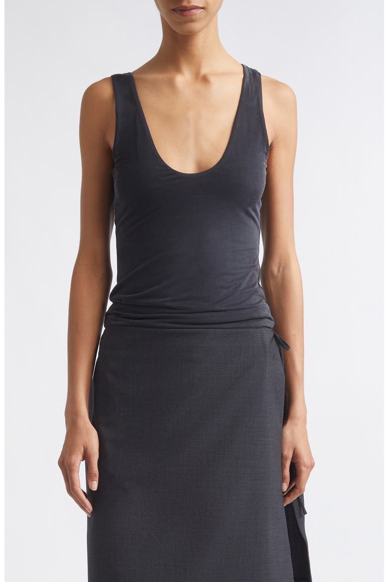 Cupro Jersey Low Scoop Top, Main, color, BLACK