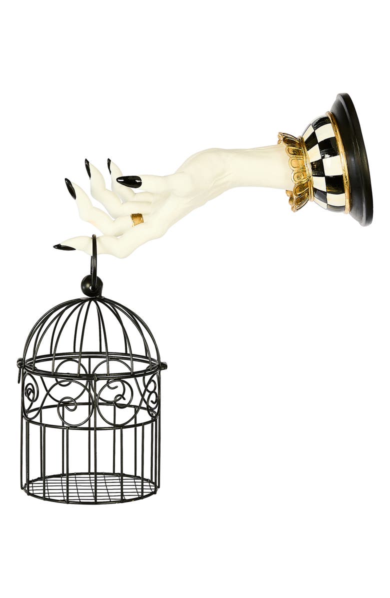 MACKENZIE CHILDS Haunted Hand Halloween Spooky Hand Lantern, Main, color, Black