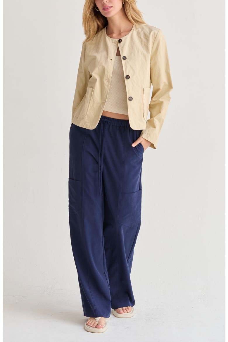 Crinkled Woven Jacket, Alternate, color, Bone