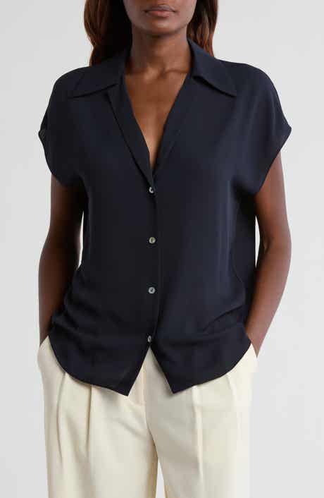 Vince Cap Sleeve Button Front Top