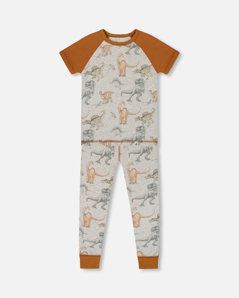 Deux Par Deux Organic Cotton Top & Short Set - Crocodile
