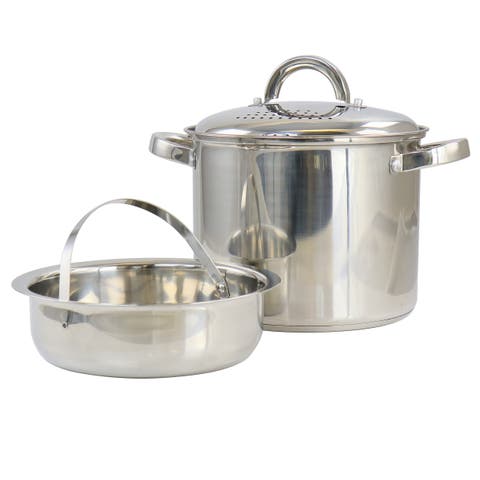 Sangerfield 5 Quart Stainless Steel Pasta Pot with Strainer Lid and Steamer Basket