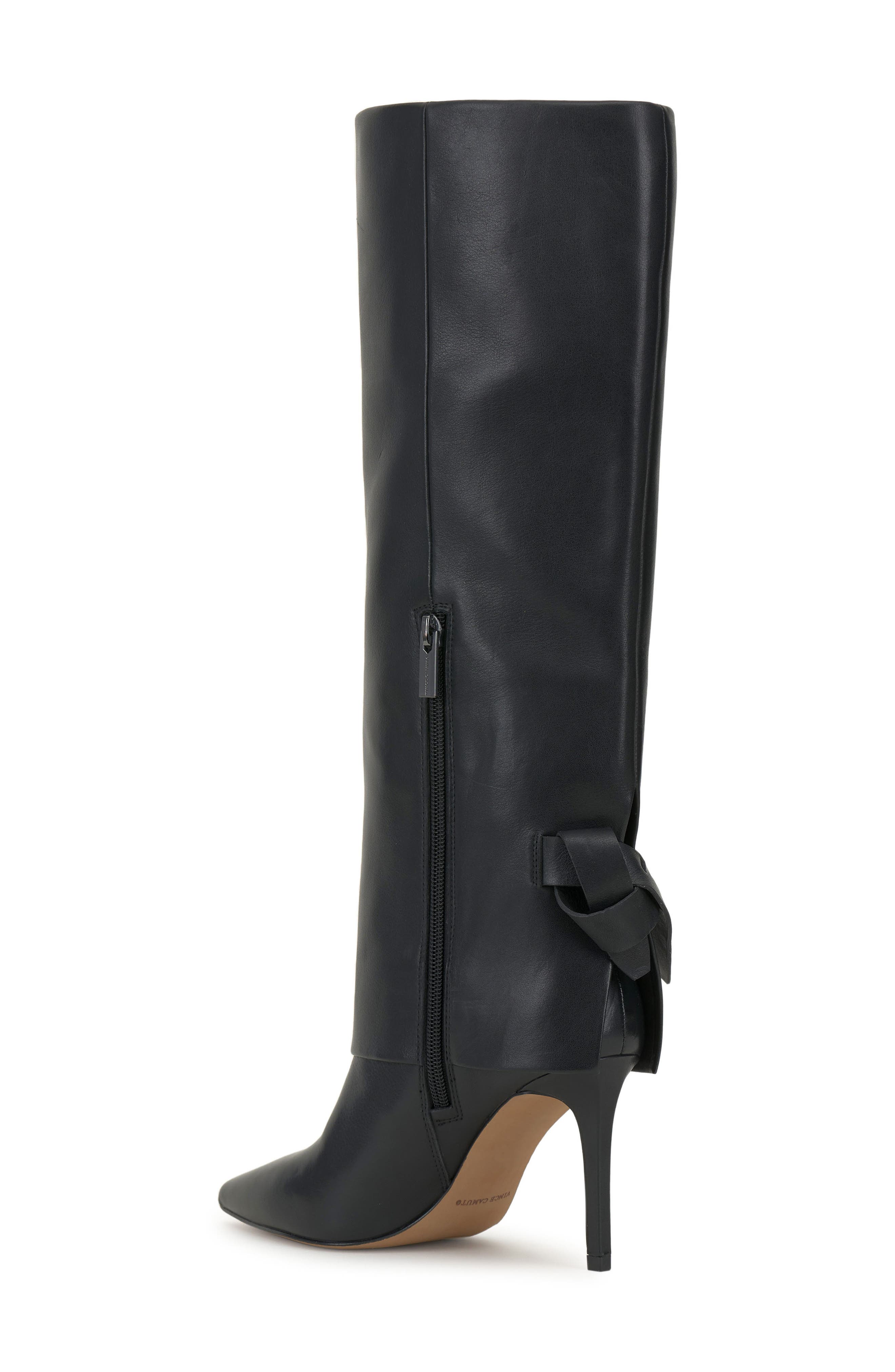 Kammitie Foldover Pointed Toe Knee High Boot, Alternate, color, BLACK