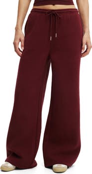 COTTON ON BODY Women's Active Plush Tie Waist Wide Leg Sweatpant