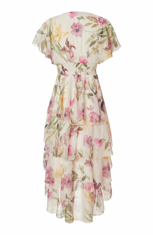Quiz Floral Chiffon Tiered Maxi Dress In White