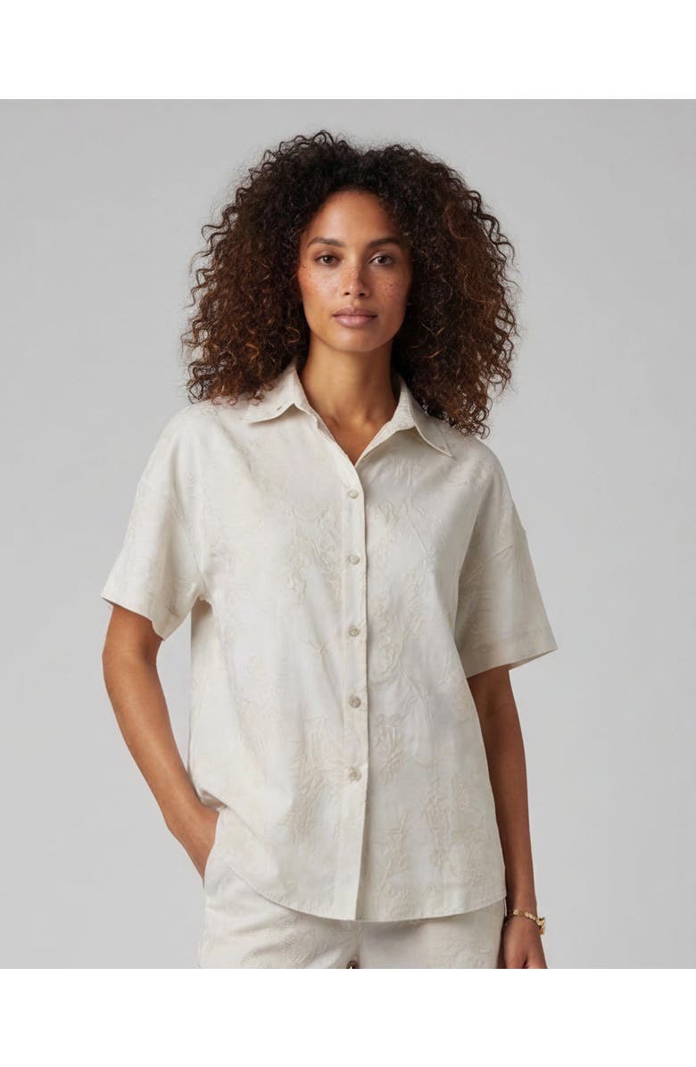 Lords of Harlech Paisley Explosion Womens Linen Printed Shirt, Main, color, Paisley Explosion Ivory