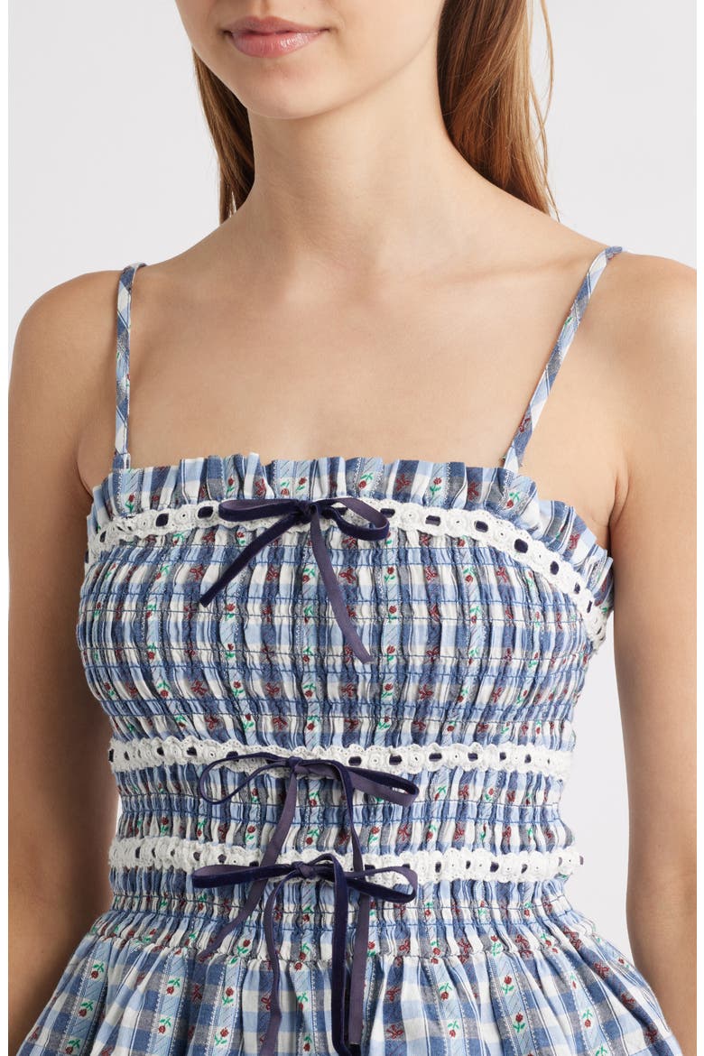 Katya Organic Cotton Gingham Camisole, Alternate, color, NAVY
