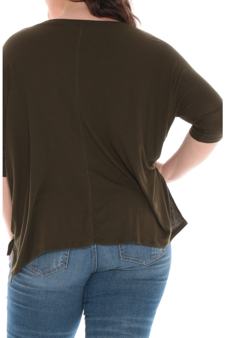 Ribbed V-Neck Top, Alternate, color, DARK OLIVE