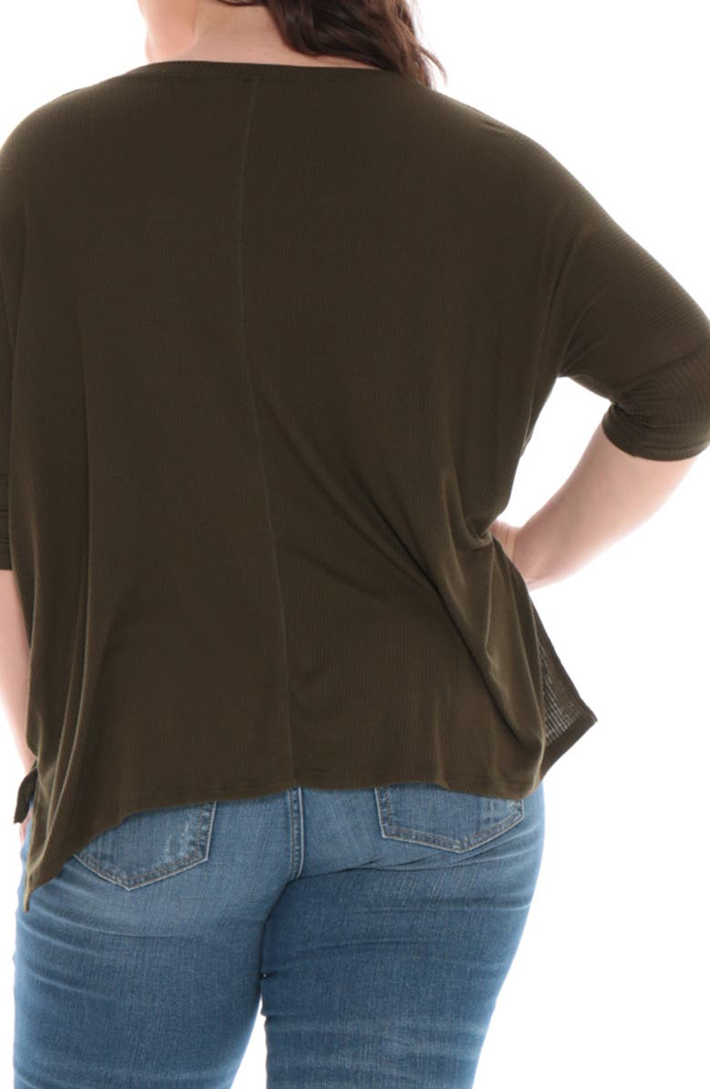 SLINK Jeans Ribbed V-Neck Top, Alternate, color, Dark Olive