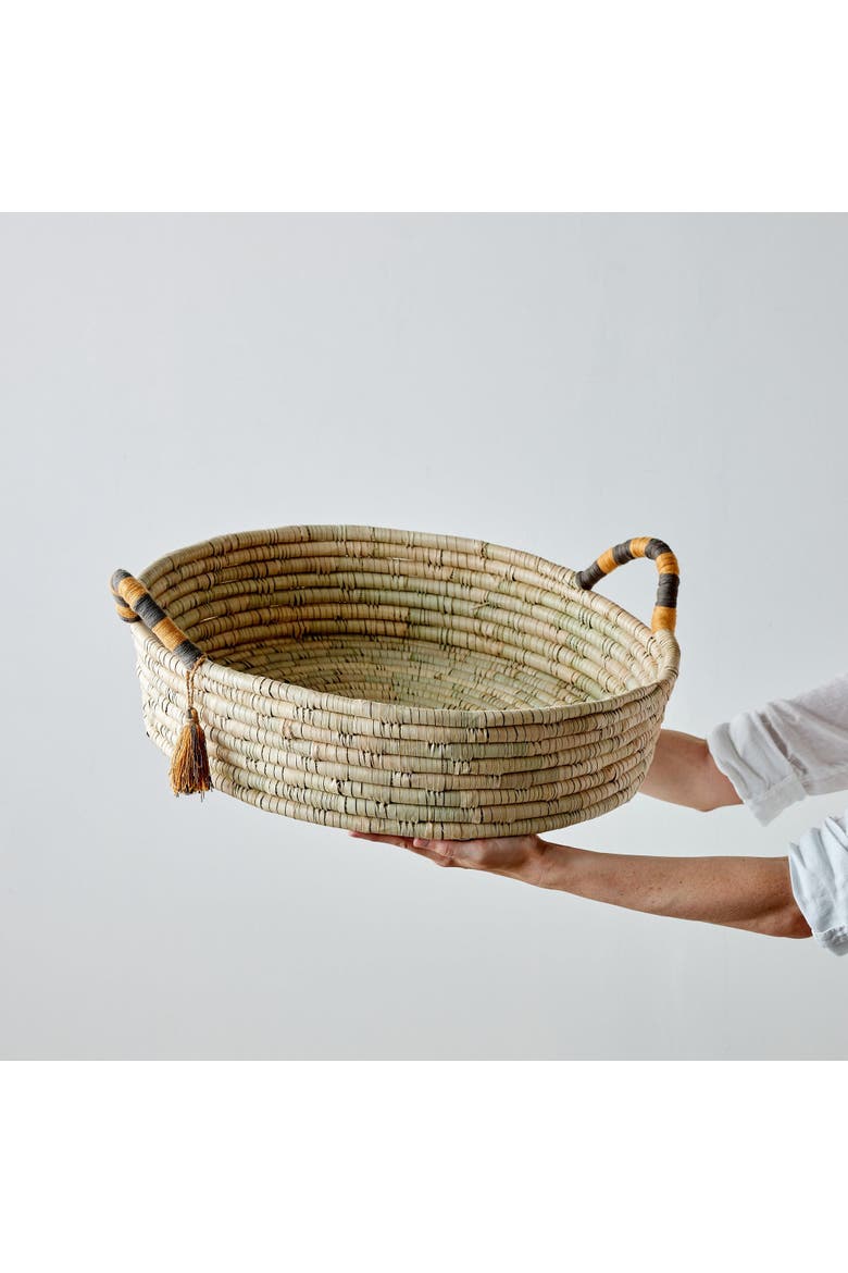 Peach Banded Betty Tray with Tassel, Main, color, Natural - Large