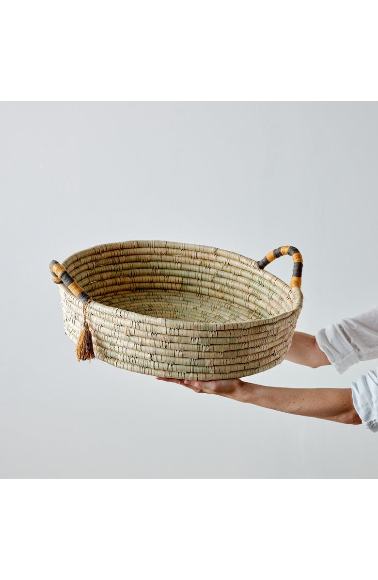 kanju Interiors Peach Banded Betty Tray with Tassel, Main, color, Natural - Medium