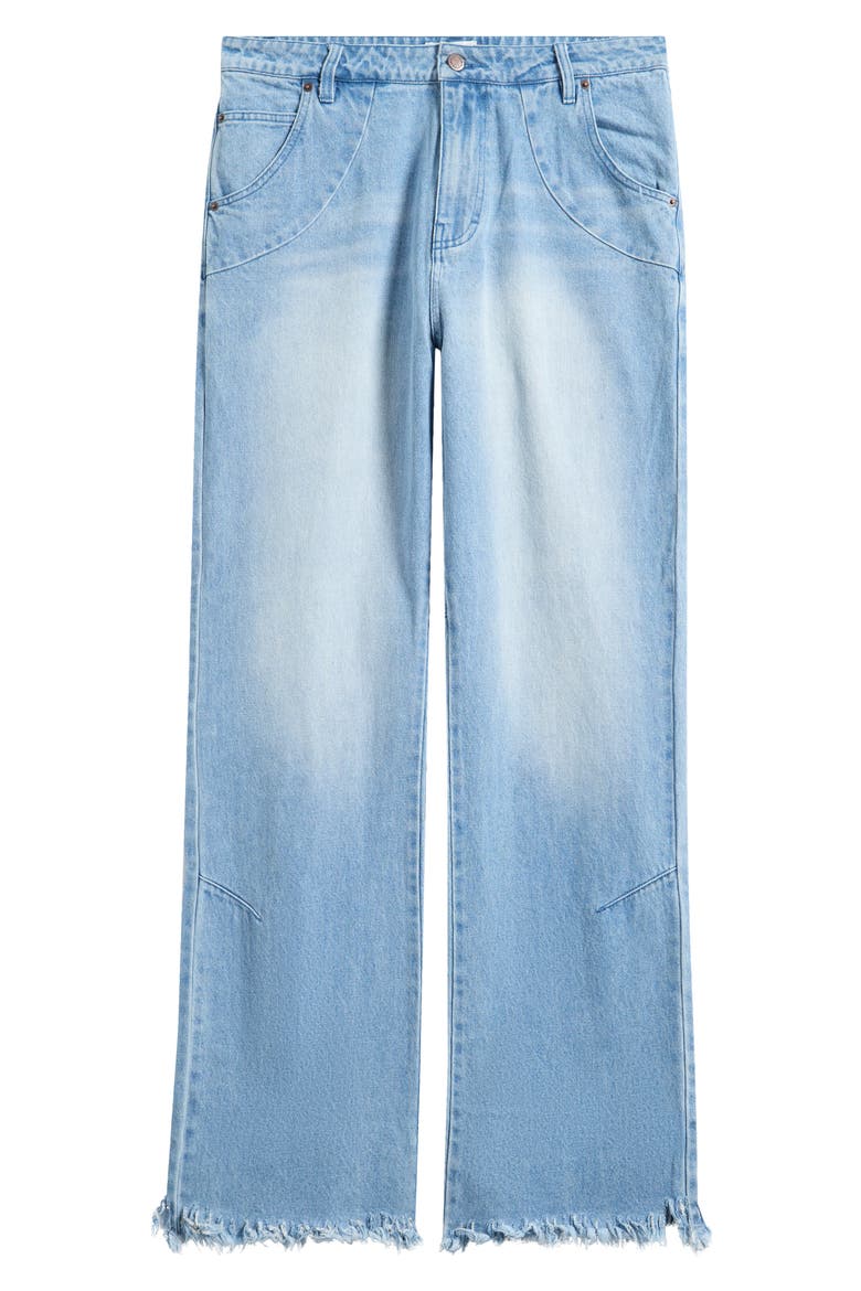 Dart Five-Pocket Fray Hem Jeans, Alternate, color, BLUE