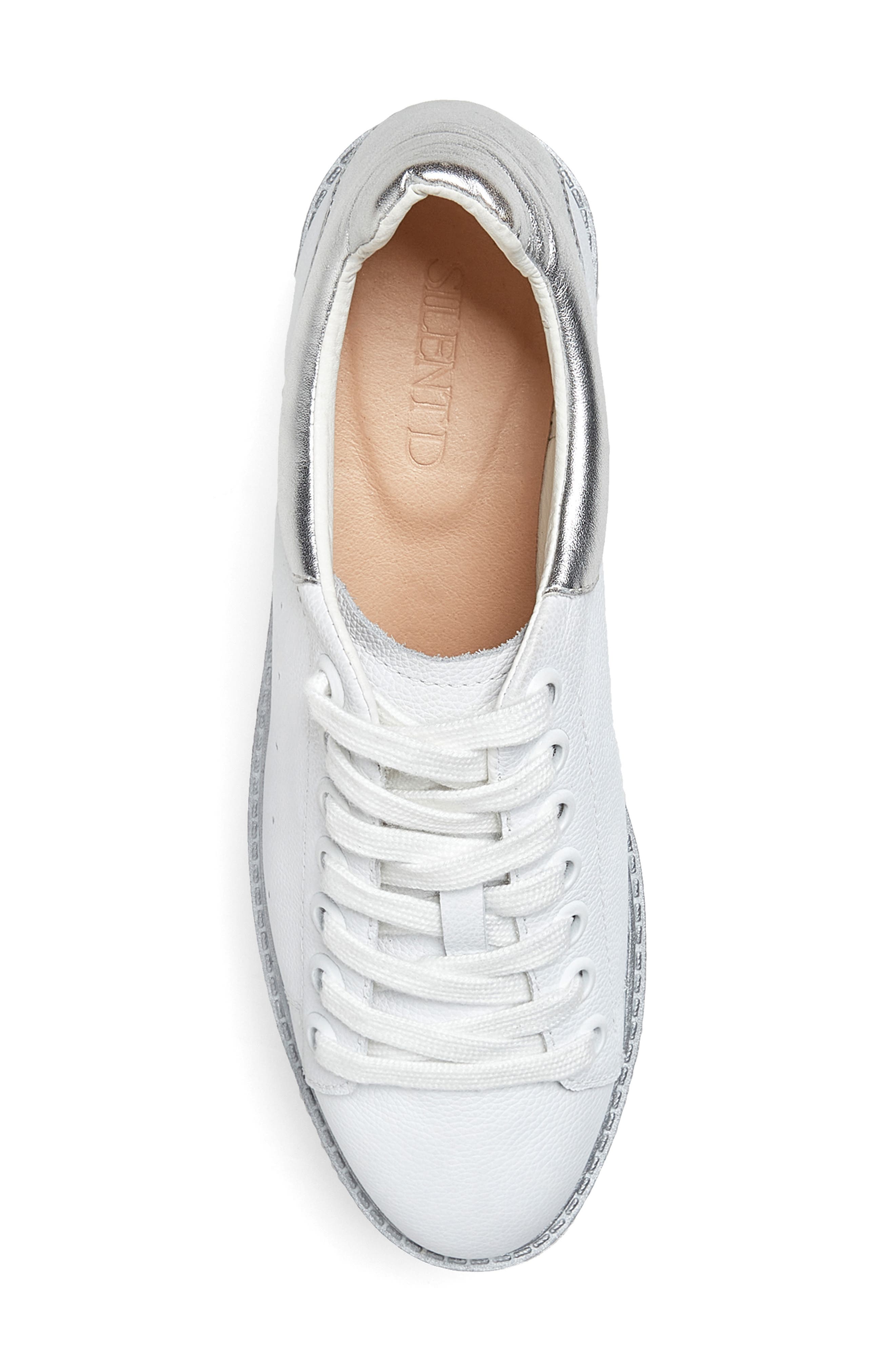 Siobhan Wedge Sneaker, Alternate, color, WHITE/ SILVER LEATHER