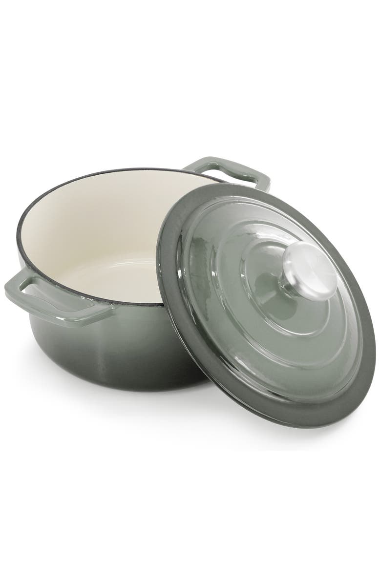 Megachef 2.7 Quart Round Enameled Cast Iron Casserole, Alternate, color, Gray