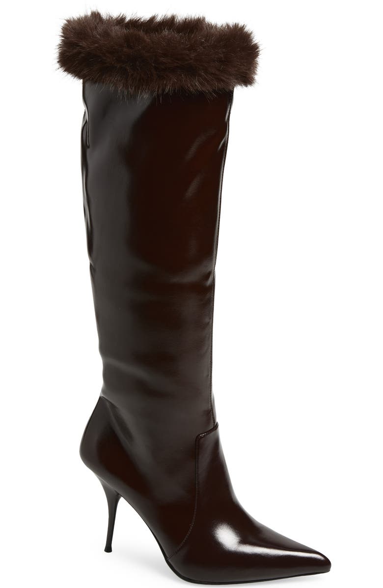 Jeffrey Campbell Thermal Faux Fur Cuff Bootie, Alternate, color, Coffee Combo