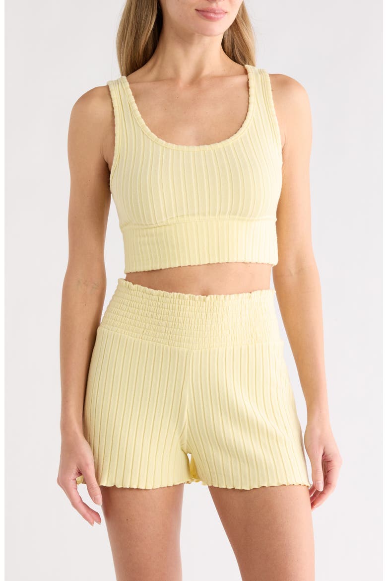 Brushed Ribbed Short Pajamas, Main, color, DAFFODIL