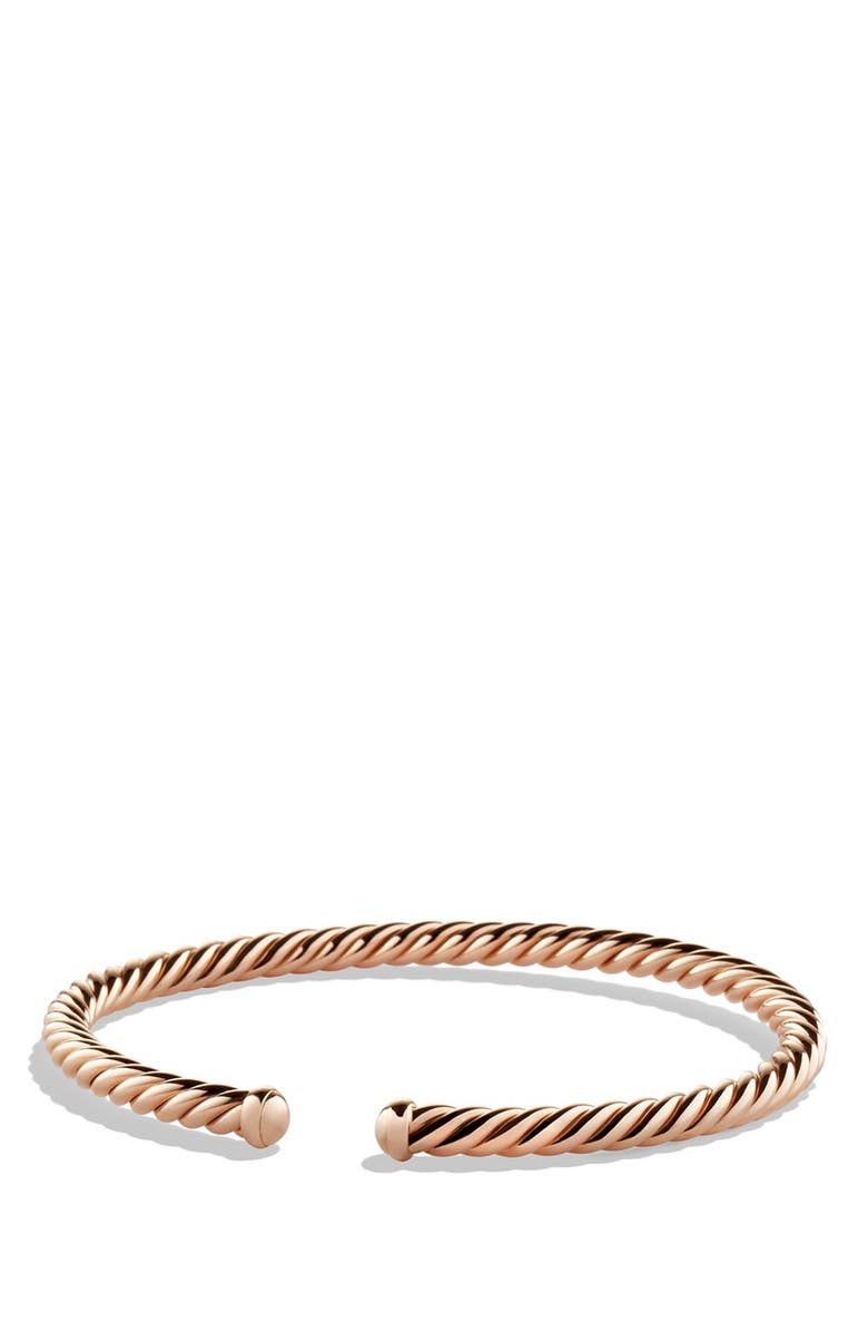 David Yurman 'Petite Cable' Petite Precious Cable Bracelet in Rose Gold, Main, color, 