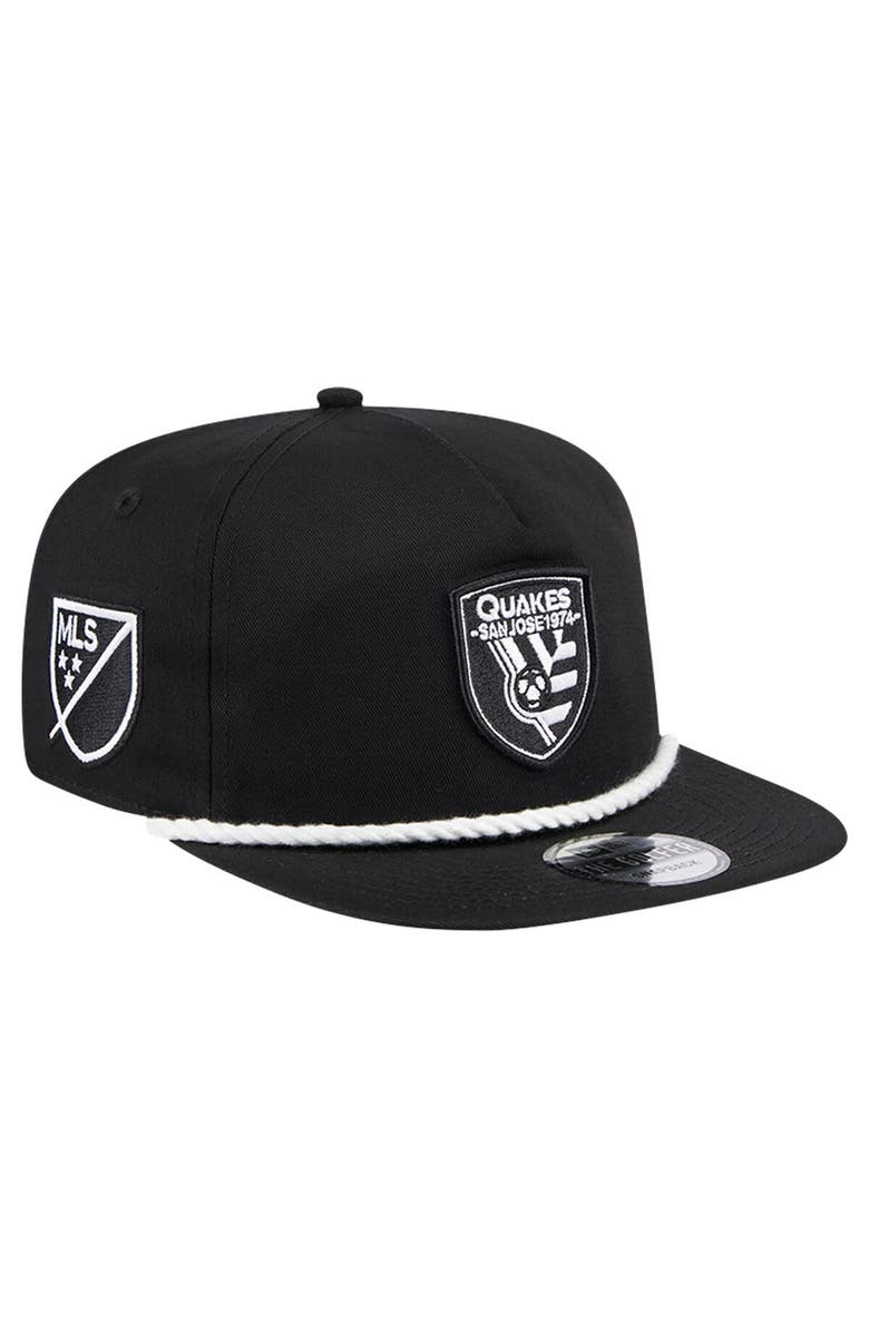 New Era Men's New Era Black San Jose Earthquakes 2024 Kick Off Collection Golfer Snapback Hat, Main, color,