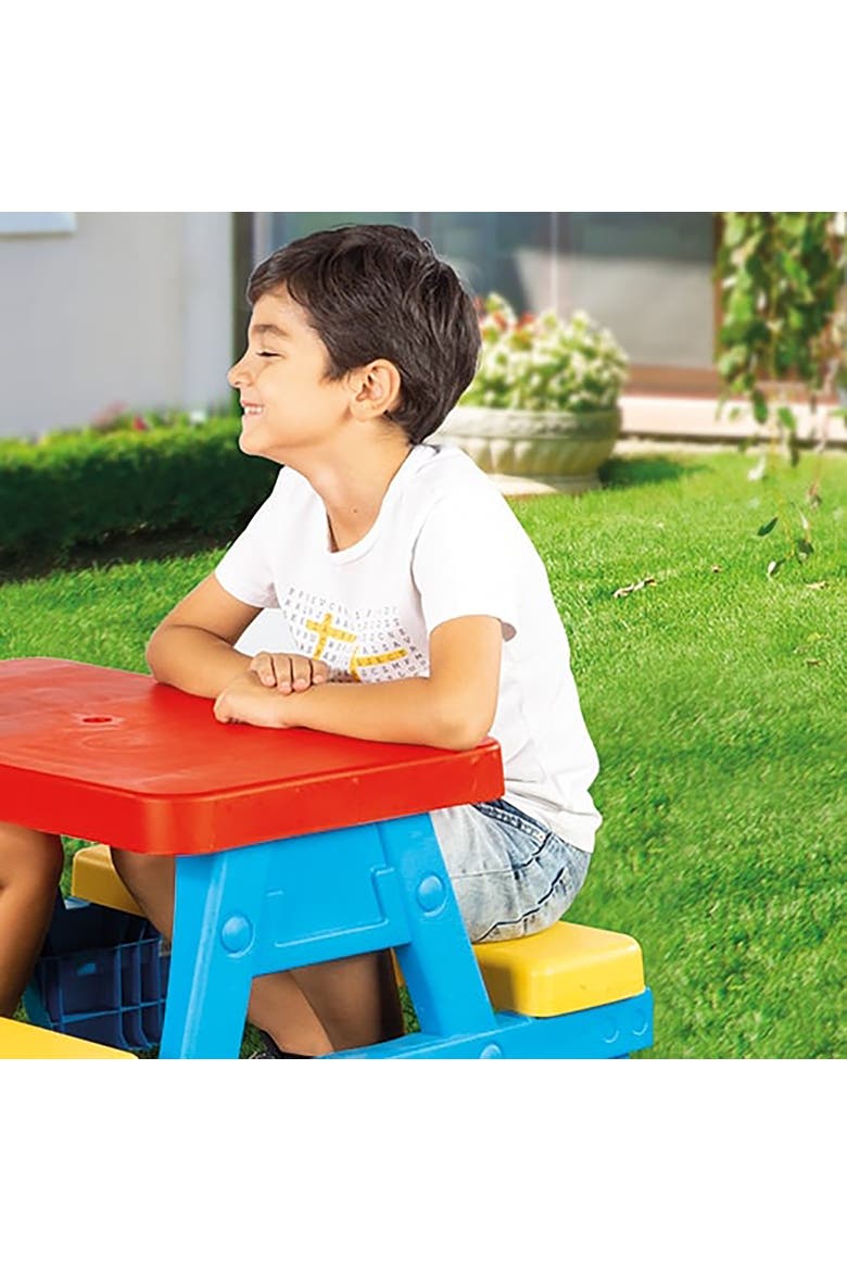 Children's Picnic Table With 4 Benches, Alternate, color, Multicolored
