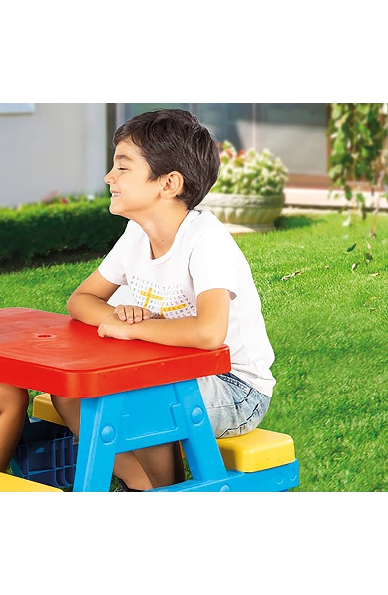 Dolu Children's Picnic Table With 4 Benches, Alternate, color, Multicolored